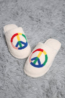 JCL4204-08 Super Lux Rainbow Peace Sign Slippers - MiMi Wholesale