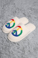 JCL4204-08 Super Lux Rainbow Peace Sign Slippers - MiMi Wholesale