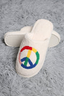 JCL4204-08 Super Lux Rainbow Peace Sign Slippers - MiMi Wholesale
