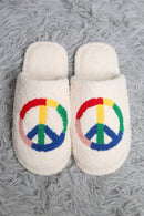 JCL4204-08 Super Lux Rainbow Peace Sign Slippers - MiMi Wholesale