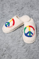 JCL4204-08 Super Lux Rainbow Peace Sign Slippers - MiMi Wholesale