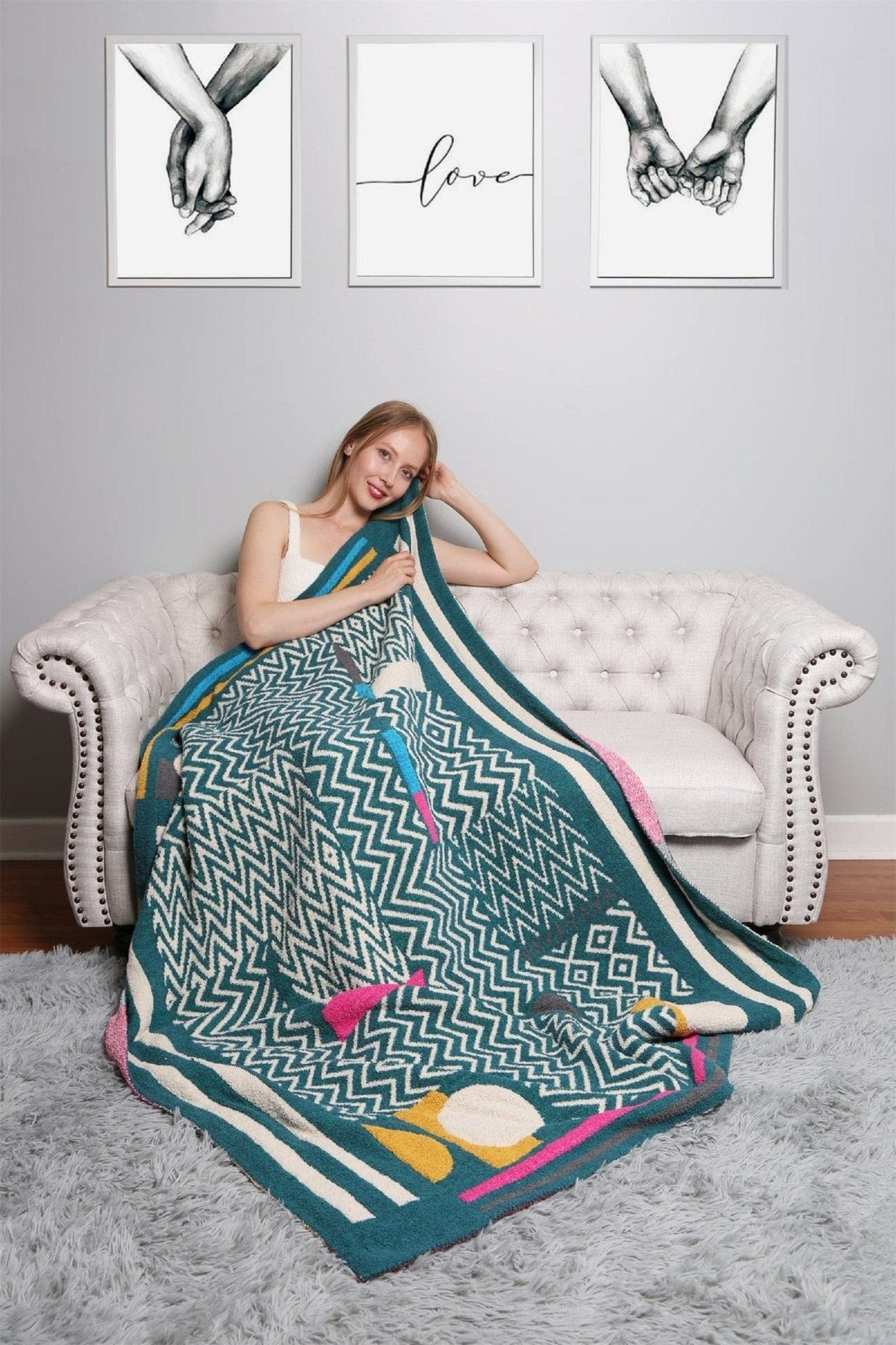 Geometric Throw JCL4302 Super Lux Geometric Pattern Throw Blanket