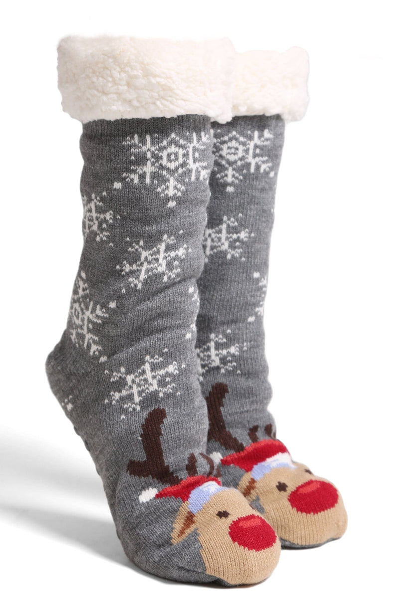 JCS205 6 Pc Assorted Christmas Sherpa Slipper Socks - MiMi Wholesale