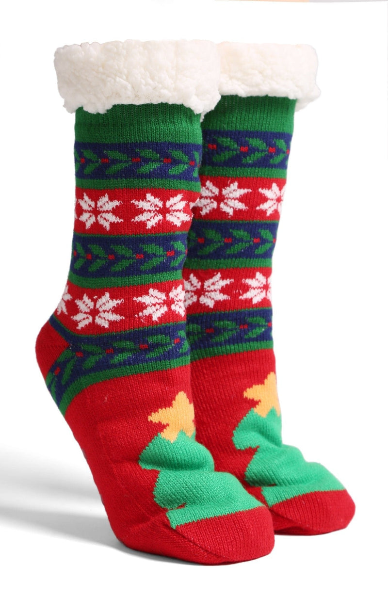 JCS205 6 Pc Assorted Christmas Sherpa Slipper Socks - MiMi Wholesale