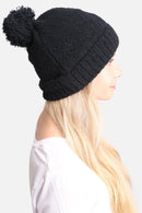JH270 Solid Beanie with Pom-Pom - MiMi Wholesale