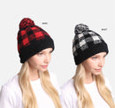 JH277 Buffalo Plaid Beanie With Pom-Pom - MiMi Wholesale