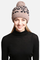 JH301 Super Lux Cuffed Pom Leopard Beanie - MiMi Wholesale