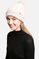 JH302 Houndstooth Super Lux Cuffed Pom-Pom Beanie - MiMi Wholesale