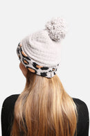 JH303 Leopard Cuffed Super Lux Lined Pom-Pom Beanie - MiMi Wholesale