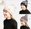 JH307 Super Lux Lined Pom-Pom Zebra Beanie - MiMi Wholesale