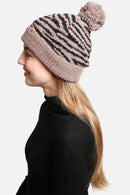 JH307 Super Lux Lined Pom-Pom Zebra Beanie - MiMi Wholesale