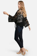 JP3018 Carla Floral Front Tie Up Crochet Wrap Top - MiMi Wholesale