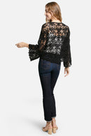 JP3018 Carla Floral Front Tie Up Crochet Wrap Top - MiMi Wholesale
