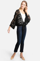 JP3018 Carla Floral Front Tie Up Crochet Wrap Top - MiMi Wholesale