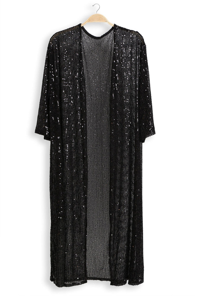 JP3521 Hannah Sequin Long Kimono cover up - MiMi Wholesale