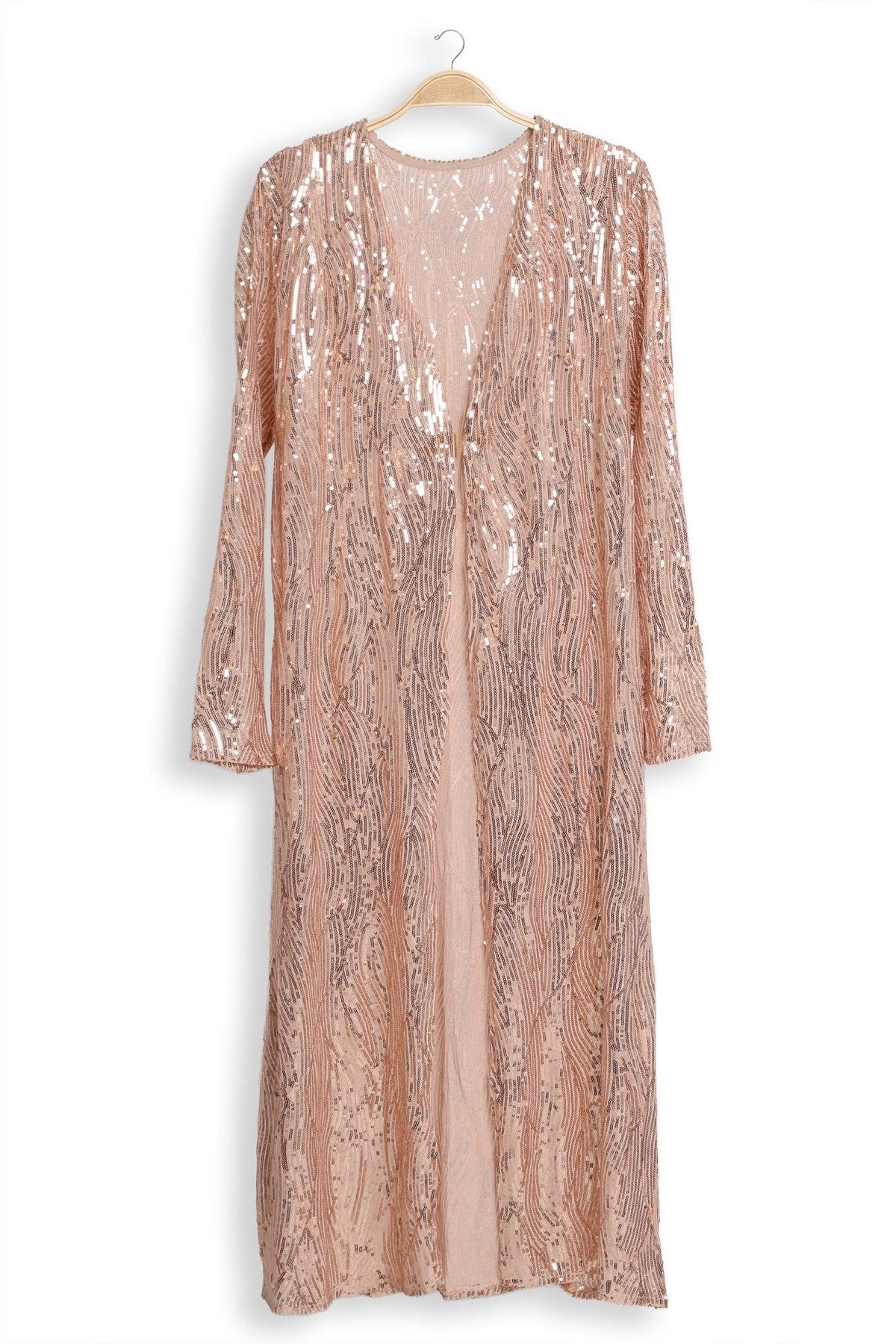 JP3522 Eliza Sequin Long Kimono - MiMi Wholesale