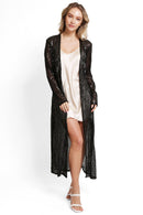 JP3522 Eliza Sequin Long Kimono - MiMi Wholesale