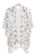 JP3524 Valentina Zig Zag Sequin Pattern Kimono - MiMi Wholesale
