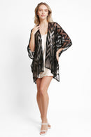 JP3524 Valentina Zig Zag Sequin Pattern Kimono - MiMi Wholesale