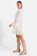 JP5203 Athena Poms & Tassels Tie Knot Lace Cover Up - MiMi Wholesale