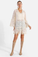 JP5204 Emery Tassel Tie Knot Lace Cover Up - MiMi Wholesale