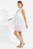 JP5206 Sleeveless Tie Knot Lace Cover Up - MiMi Wholesale