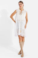 JP5206 Sleeveless Tie Knot Lace Cover Up - MiMi Wholesale