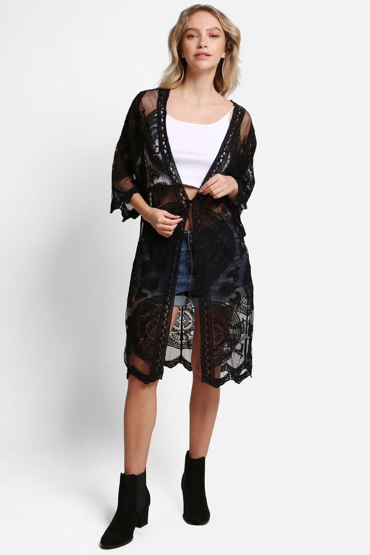 JP5208 Iris Tie Knot Lace Cover Up - MiMi Wholesale
