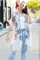 JP5232 Piper Floral Kimono With Tassels - MiMi Wholesale
