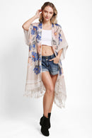 JP5232 Piper Floral Kimono With Tassels - MiMi Wholesale