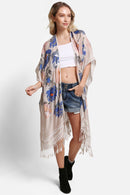 JP5232 Piper Floral Kimono With Tassels - MiMi Wholesale