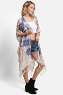 JP5232 Piper Floral Kimono With Tassels - MiMi Wholesale