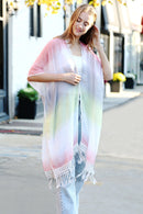 JP5233 Julia Tie Dye Kimono With Tassels - MiMi Wholesale