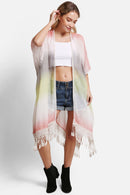 JP5233 Julia Tie Dye Kimono With Tassels - MiMi Wholesale