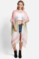 JP5233 Julia Tie Dye Kimono With Tassels - MiMi Wholesale