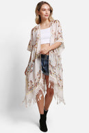 JP5234 Juniper Floral Kimono With Tassels - MiMi Wholesale