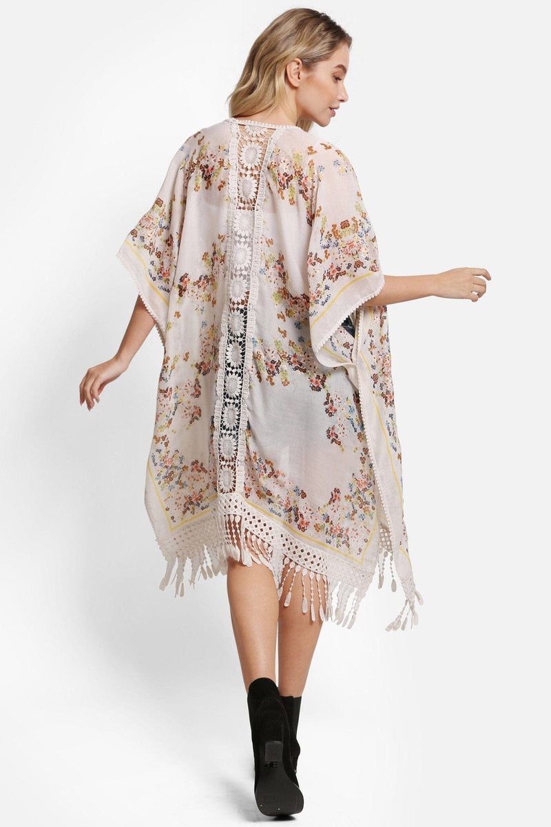 JP5234 Juniper Floral Kimono With Tassels - MiMi Wholesale