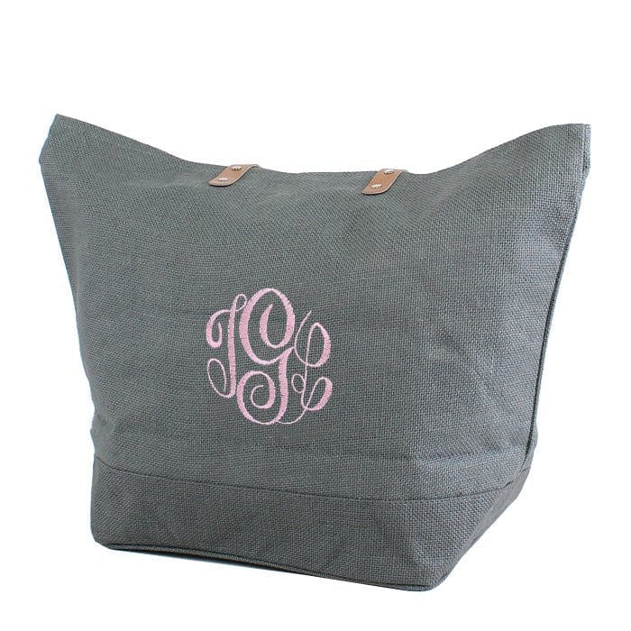 JUTE Leather Handle Jute Burlap Tote - MiMi Wholesale