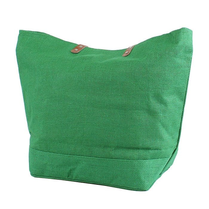 JUTE Leather Handle Jute Burlap Tote - MiMi Wholesale