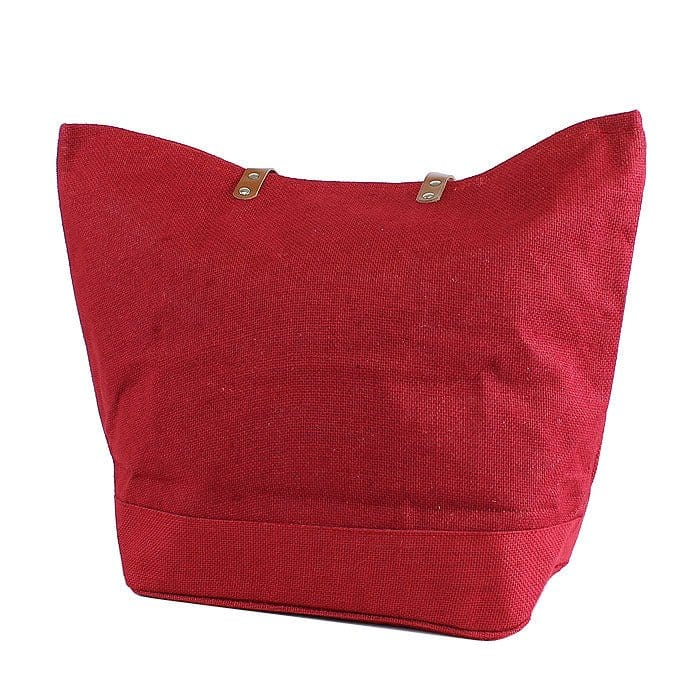 JUTE Leather Handle Jute Burlap Tote - MiMi Wholesale