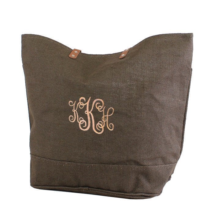 JUTE Leather Handle Jute Burlap Tote - MiMi Wholesale