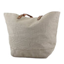 JUTE Leather Handle Jute Burlap Tote - MiMi Wholesale