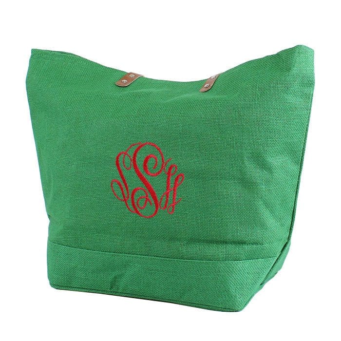 JUTE Leather Handle Jute Burlap Tote - MiMi Wholesale