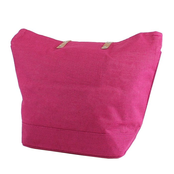 JUTE Leather Handle Jute Burlap Tote - MiMi Wholesale