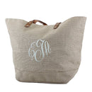 JUTE Leather Handle Jute Burlap Tote - MiMi Wholesale