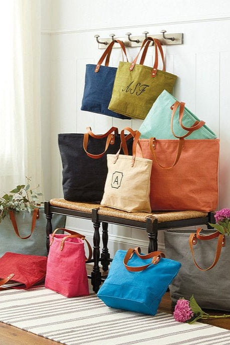 JUTE Leather Handle Jute Burlap Tote - MiMi Wholesale