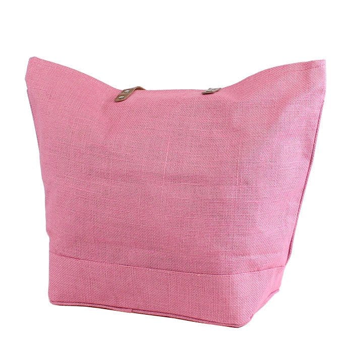 JUTE Leather Handle Jute Burlap Tote - MiMi Wholesale