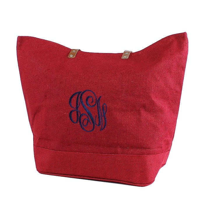 JUTE Leather Handle Jute Burlap Tote - MiMi Wholesale