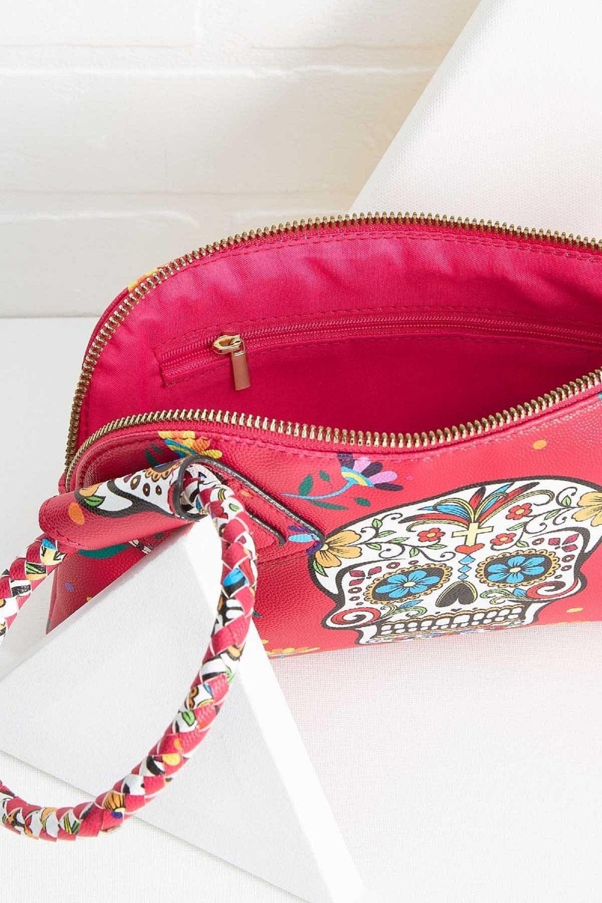 JY0406 Gabriela Sugar Skull Day of the Dead Tassel Wristlet/Clutch - MiMi Wholesale