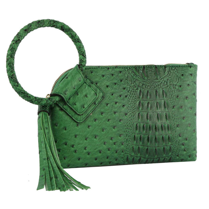 JYV0374 Tasia Croc Ostrich Bangle Wristlet/Clutch With Tassel - MiMi Wholesale